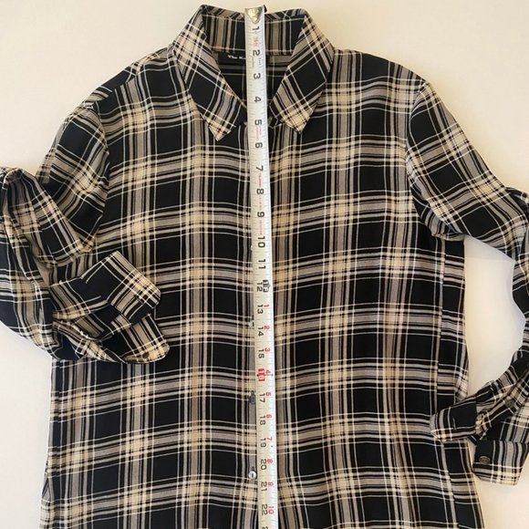 The Kooples xs black-and-cream plaid 100% silk shirt - Picture 2 of 14